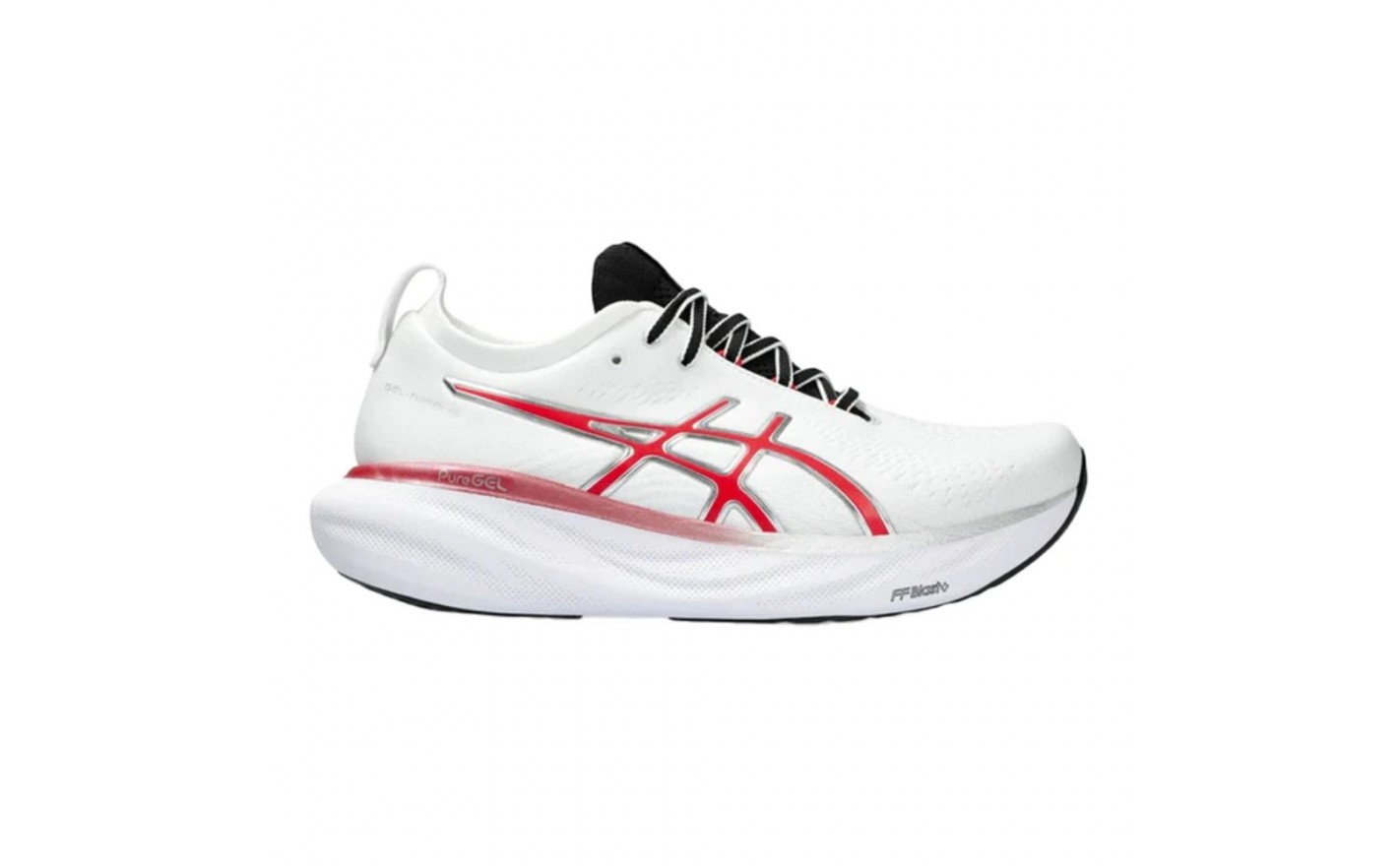 Scarpe Running da Strada Asics Nimbus 25 Anniversary Bianco Rosso Stagione Autunno Inverno 2023